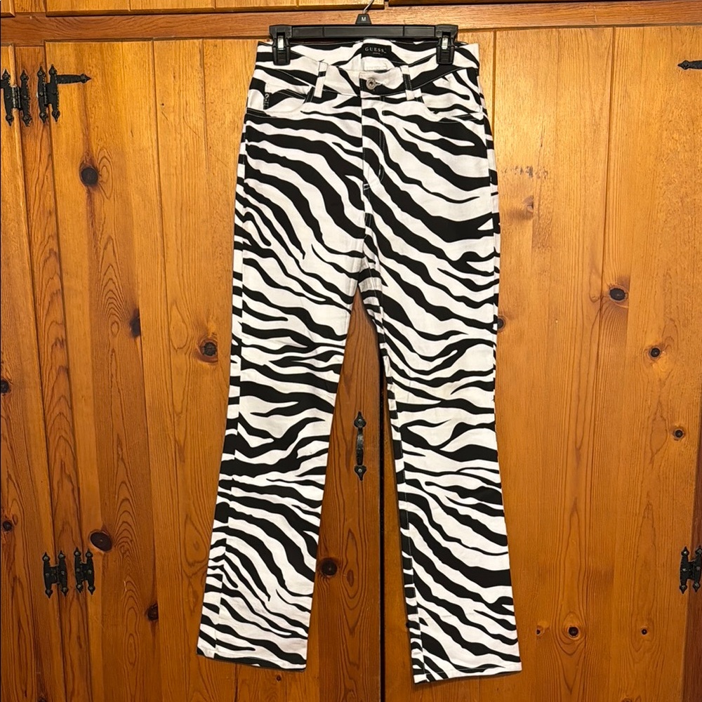 Vintage Guess Black and White Zebra Print Jeans NWOT